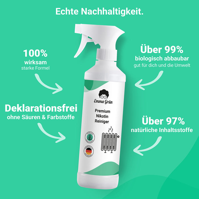 Nikotinentferner 500 ml, Nikotinreiniger gegen Gilb & Geruch, Rußreiniger  für abwischbare Oberflächen