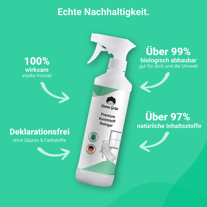 Kunststoff-Reiniger 500 ml, Kunststoffreiniger & Cockpit-Spray für Gartenmöbel, Fensterrahmen oder Kunststoffflächen im Auto