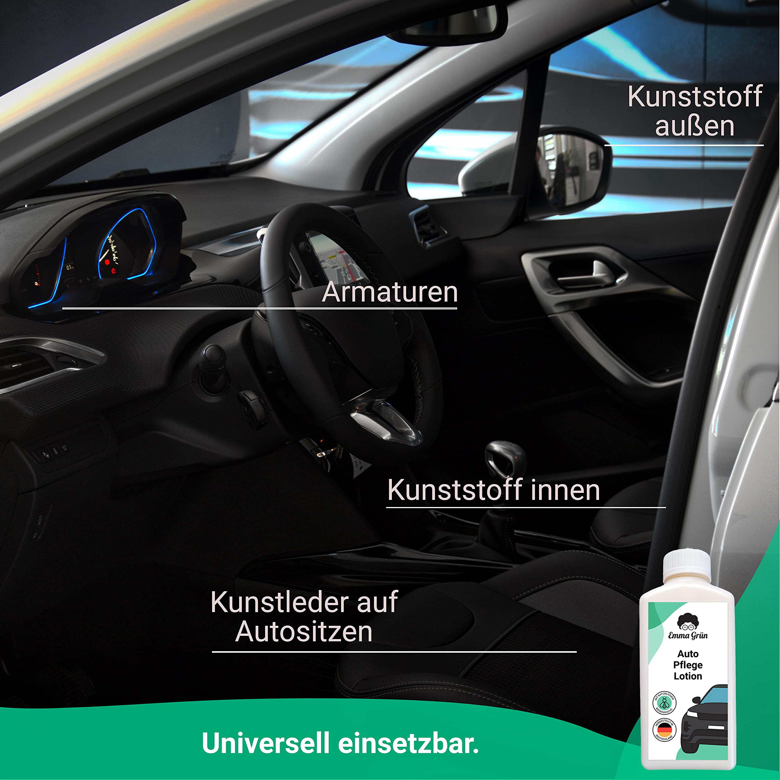 Kunststoffpflege Auto Emma Grün