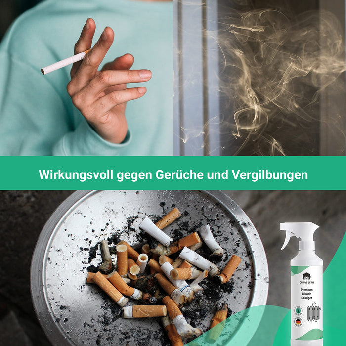Nikotinentferner 500 ml, Nikotinreiniger gegen Gilb & Geruch, Rußreini —  Emma Grün